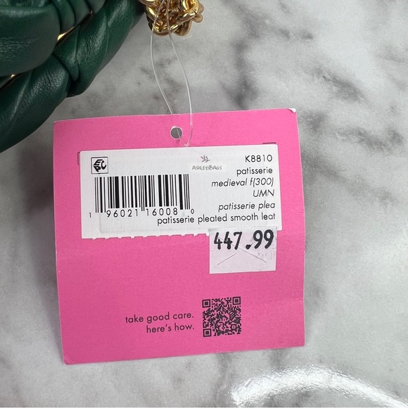 Kate Spade Patisserie Pleated 3d Croissant Clutch In Medieval Forest - Picture 9 of 12